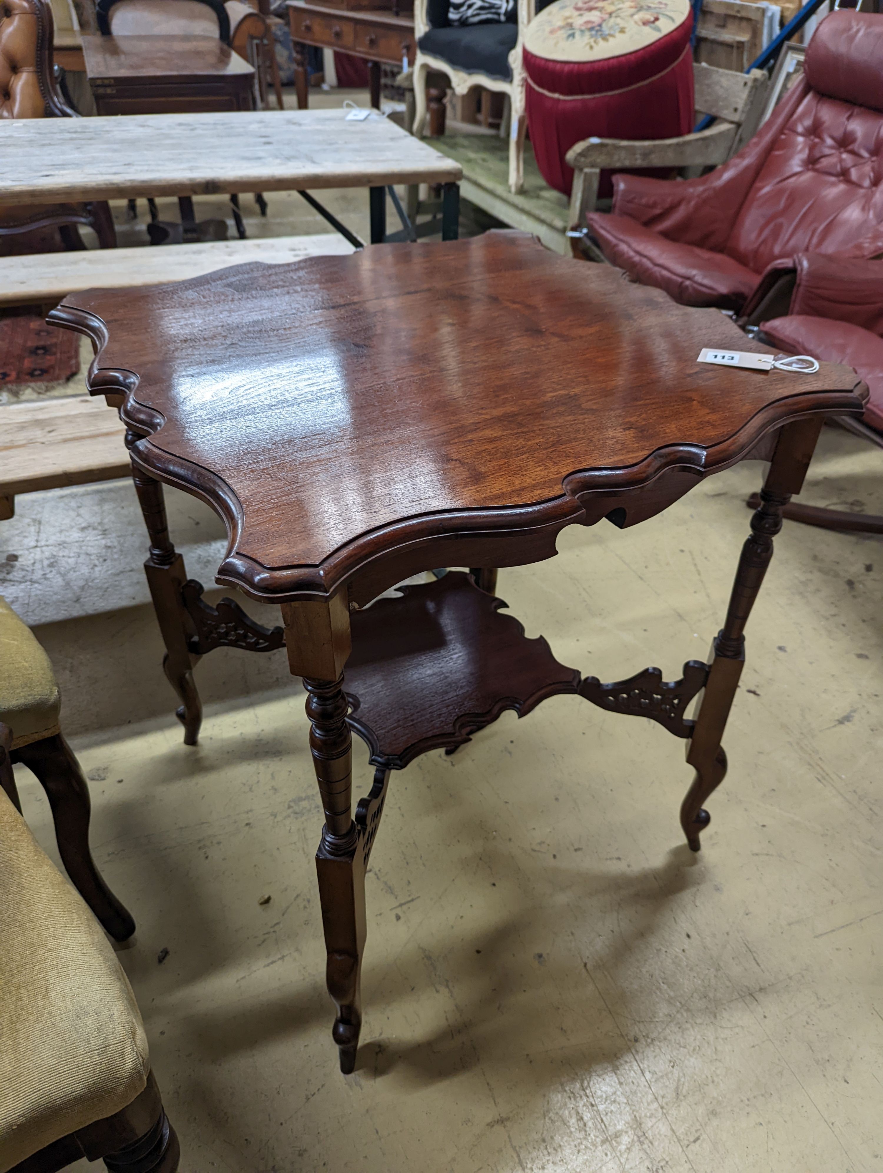 A late Victorian walnut centre table, width 67cm, depth 64cm, height 75cm